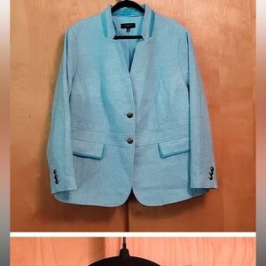 Talbots Aqua Collarless Tailored Blazer